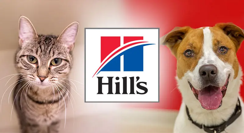 a cat and a dog with the Hills Nutrition logo centered