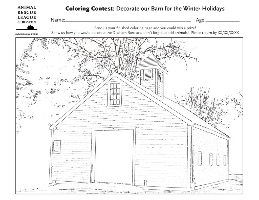 Barn coloring page - Animal Rescue League of Boston