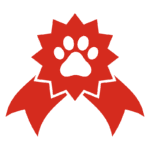 red award ribbon with paw print